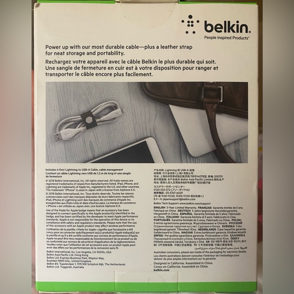 NIB - belkin DuraTek Plus Lightning to USB-A Cable & Strap for iPhone/iPad - Picture 3 of 4